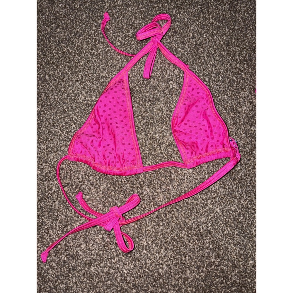 Pink Rhinestone Triangle High Waist Bikini Set Rave Pole Exotic Dance - Picture 6 of 9